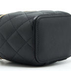CHANEL 22S DETAILED LOGO MINI VANITY WITH CHAIN CAVIAR BLACK LGHW