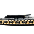 CHANEL 23K HOOP BAG PATENT BLACK GHW (MICROCHIP)