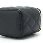 CHANEL 22S DETAILED LOGO MINI VANITY WITH CHAIN CAVIAR BLACK LGHW