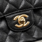 CHANEL SMALL CLASSIC DOUBLE FLAP BAG CAVIAR BLACK GHW (MICROCHIP)