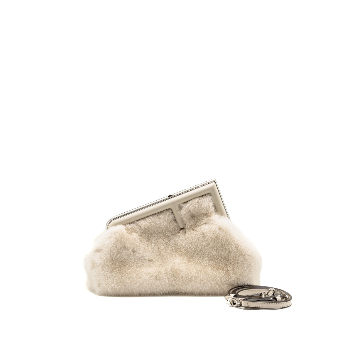 Fendi First Small Bag Mink Fur/Leather Off-white SHW