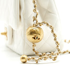 CHANEL 21B PEARL CRUSH SQUARE MINI FLAP BAG WHITE GHW