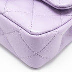CHANEL 24P COCO LOVE MINI FLAP BAG ADJUSTABLE CHAINS CAVIAR LIGHT PURPLE GHW (MICROCHIP)
