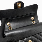 CHANEL SMALL CLASSIC DOUBLE FLAP BAG CAVIAR BLACK GHW (MICROCHIP)