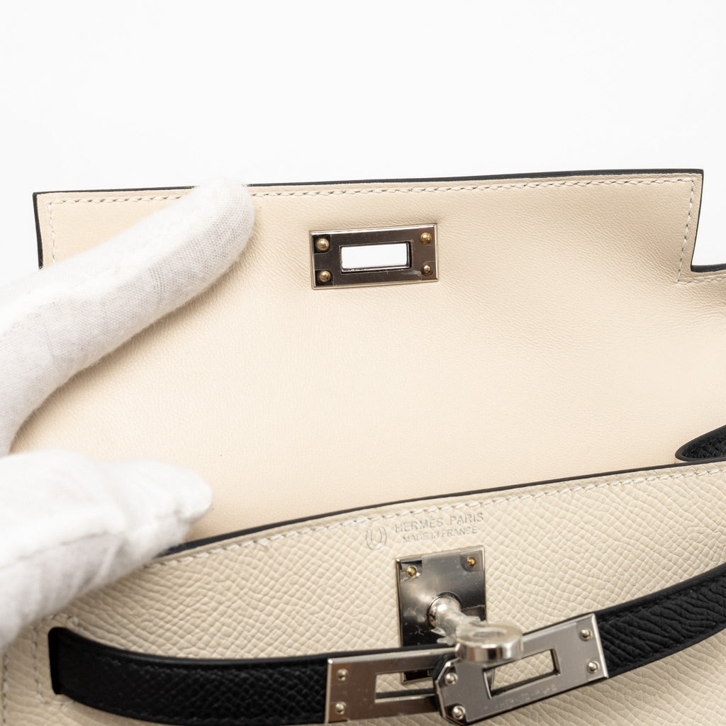 Hermes mini kelly II epsom Craie / Black SHW