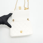 CHANEL 21B PEARL CRUSH MINI SQUARE FLAP BAG WHITE GHW