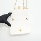 CHANEL 21B PEARL CRUSH SQUARE MINI FLAP BAG LAMBSKIN WHITE GHW
