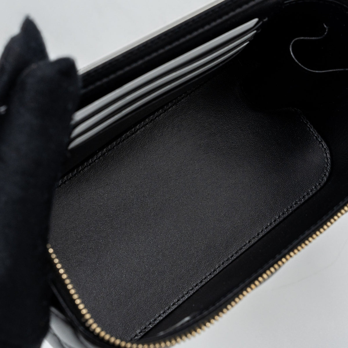 CHANEL TOP HANDLE LONG VANITY WITH CHAIN LAMBSKIN BLACK GHW (MICROCHIP)