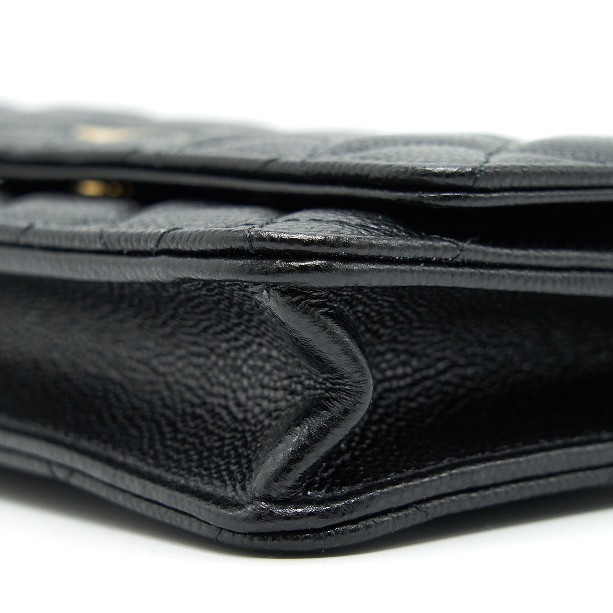 CHANEL 21A COCO LETTER WALLET ON CHAIN BLACK CAVIAR GHW