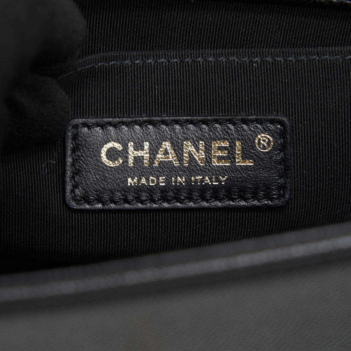 CHANEL SMALL BOY BAG CAVIAR LEATHER GHW BLACK