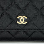 CHANEL 21A COCO LETTER WALLET ON CHAIN BLACK CAVIAR GHW