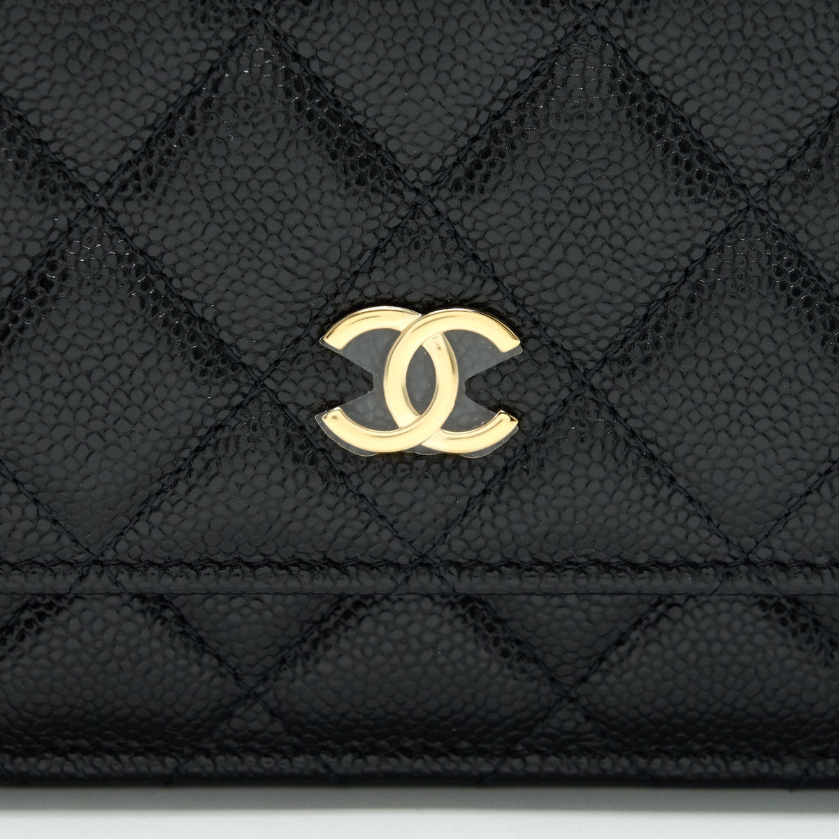 CHANEL 21A COCO LETTER WALLET ON CHAIN BLACK CAVIAR GHW