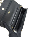 CHANEL 21A COCO LETTER WALLET ON CHAIN BLACK CAVIAR GHW