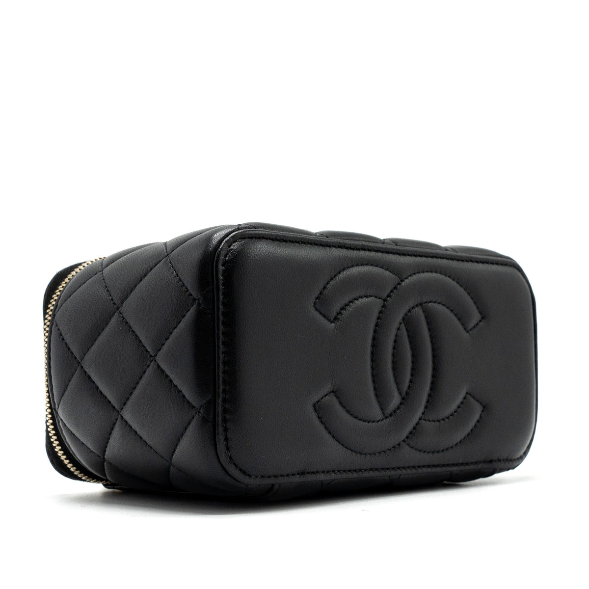 CHANEL TOP HANDLE LONG VANITY LAMBSKIN BLACK GHW (MICROCHIP)