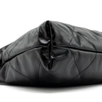CHANEL MEDIUM 22 BAG GOLD LETTER SHINY CALFSKIN BLACK GHW(MICROCHIP)
