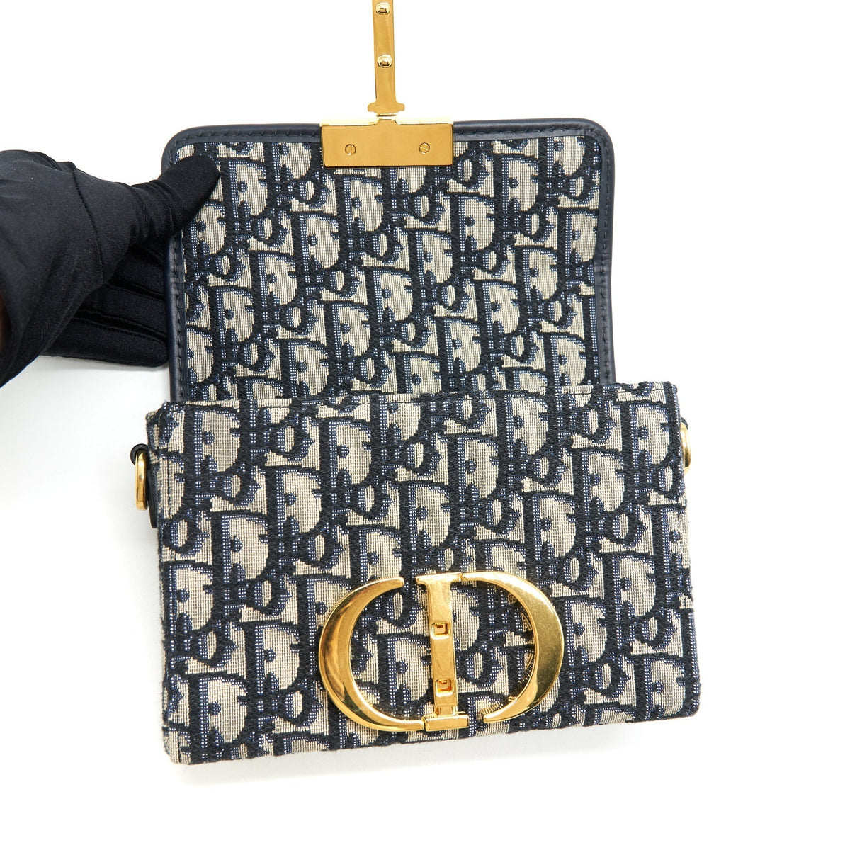 DIOR MONTAIGNE MINI BOX BAG BLUE OBLIQUE GHW