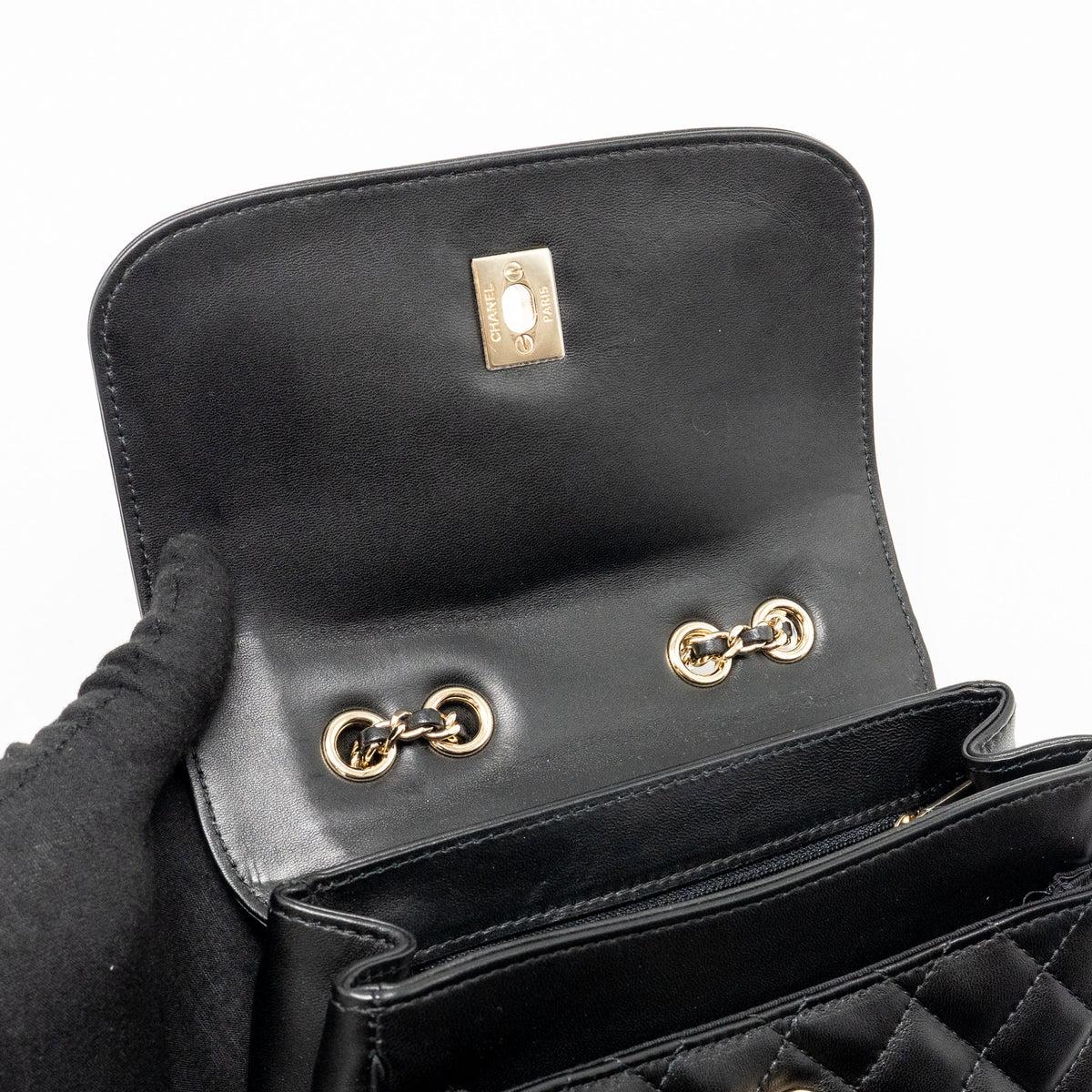 Chanel Quilted square flap bag lambskin black LGHW