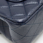 CHANEL SMALL CLASSIC DOUBLE FLAP BAG CAVIAR NAVY GHW (MICROCHIP)