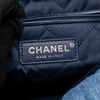 CHANEL SMALL 22 BAG DENIM BLUE WITH WHITE STITCHING SHW (MICROCHIP)