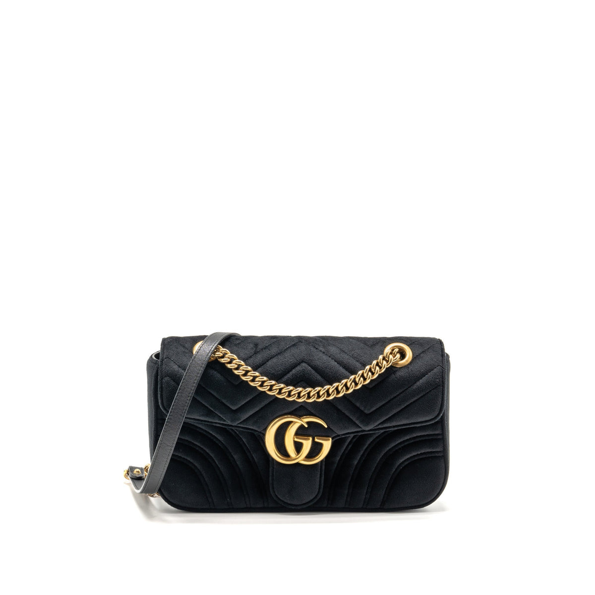 Gucci Medium GG Marmont Shoulder Bag Velvet Black GHW