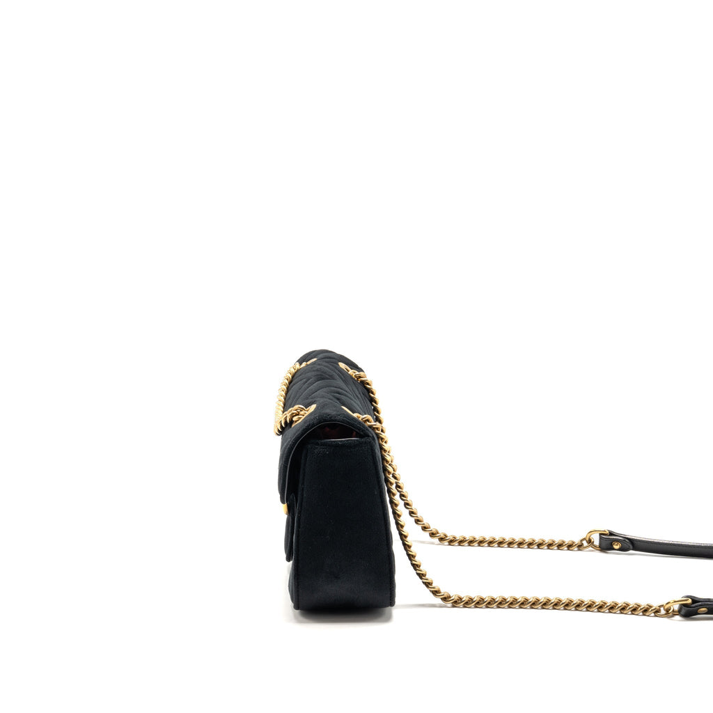 Gucci Medium GG Marmont Shoulder Bag Velvet Black GHW