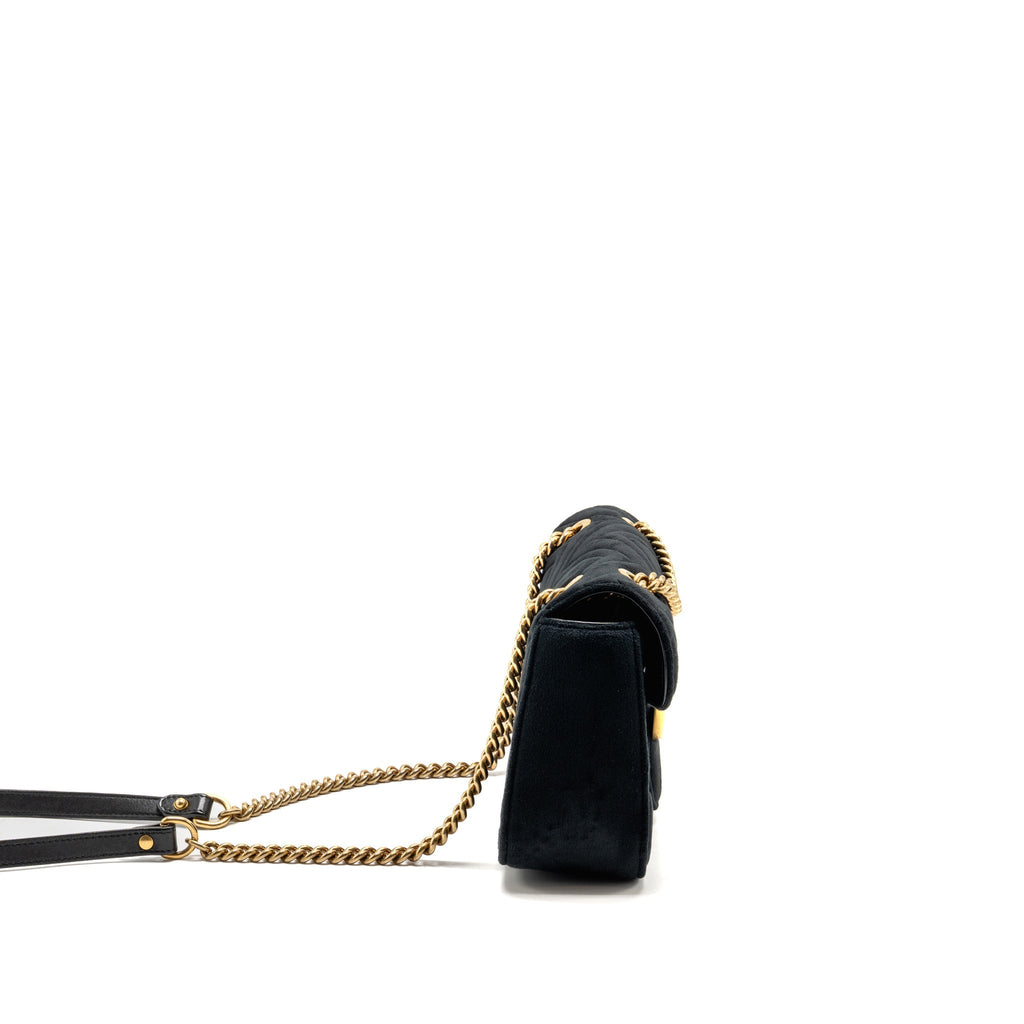 Gucci Medium GG Marmont Shoulder Bag Velvet Black GHW