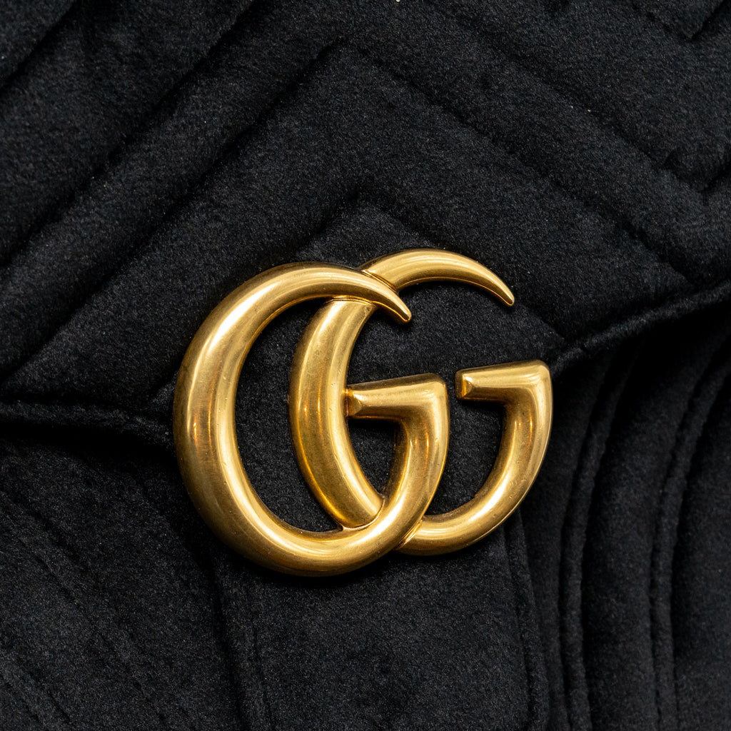Gucci Medium GG Marmont Shoulder Bag Velvet Black GHW