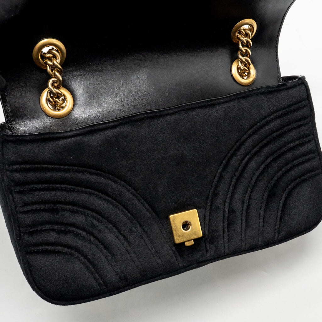 Gucci Medium GG Marmont Shoulder Bag Velvet Black GHW