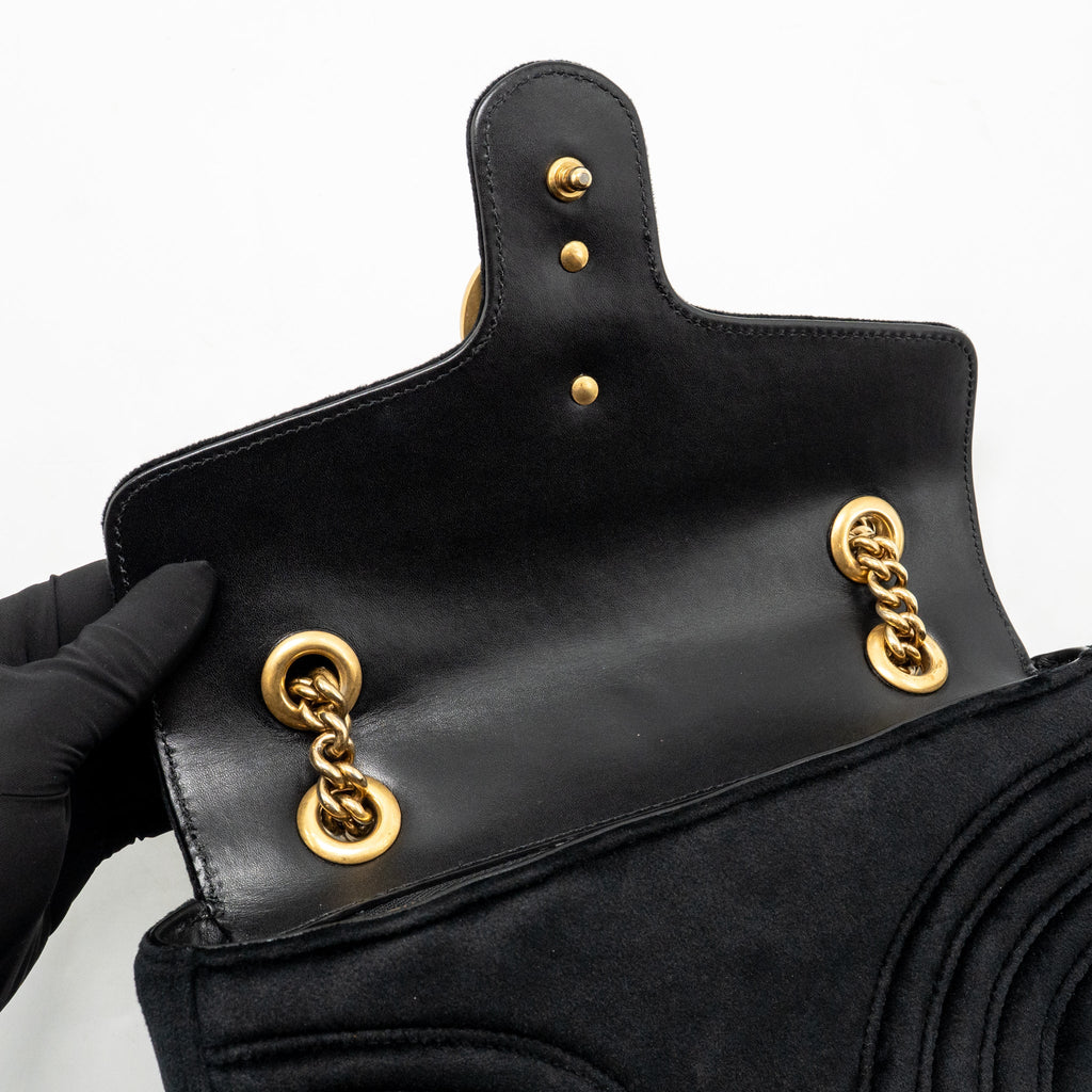 Gucci Medium GG Marmont Shoulder Bag Velvet Black GHW
