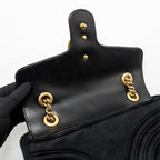 Gucci Medium GG Marmont Shoulder Bag Velvet Black GHW