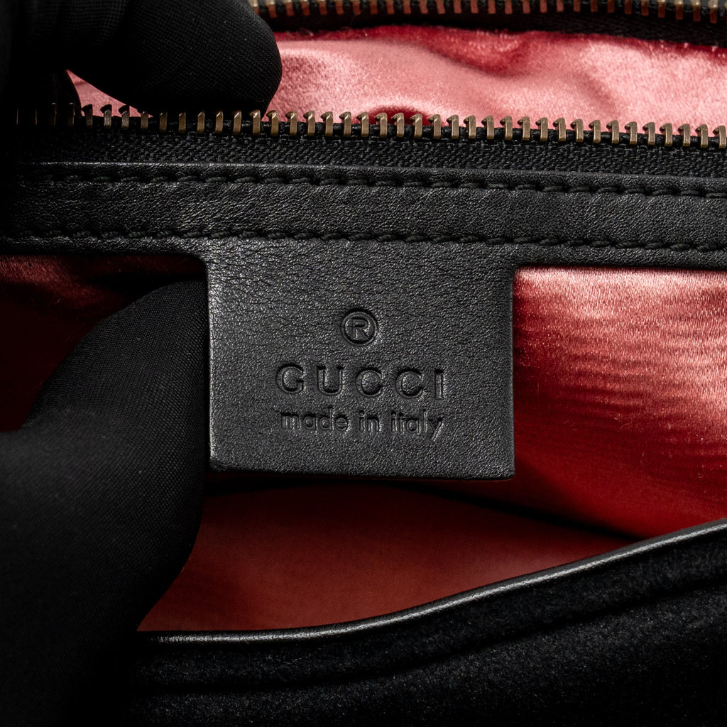 Gucci Medium GG Marmont Shoulder Bag Velvet Black GHW