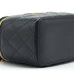 CHANEL 22S LETTER TOP HANDLE LONG VANITY WITH CHAIN CAVIAR BLACK GHW