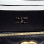 CHANEL 22S LETTER TOP HANDLE LONG VANITY WITH CHAIN CAVIAR BLACK GHW