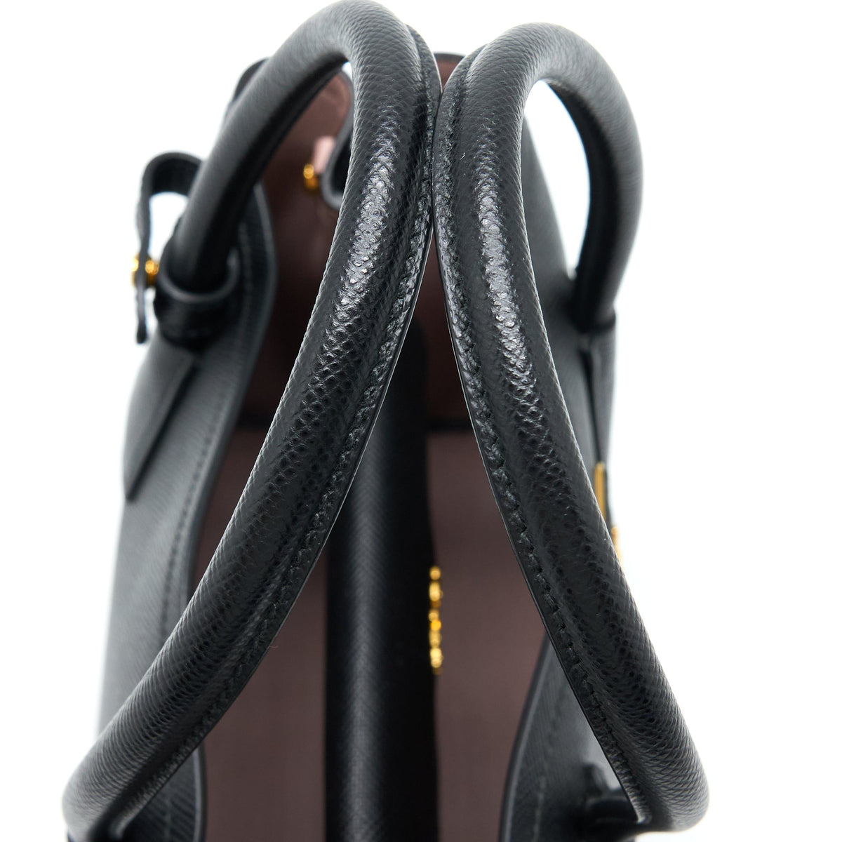 PRADA SAFFIANO DOUBLE BAG CALFSKIN BLACK GHW