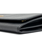 PRADA LONG WALLET WITH CHAIN SAFFIANO BLACK GHW
