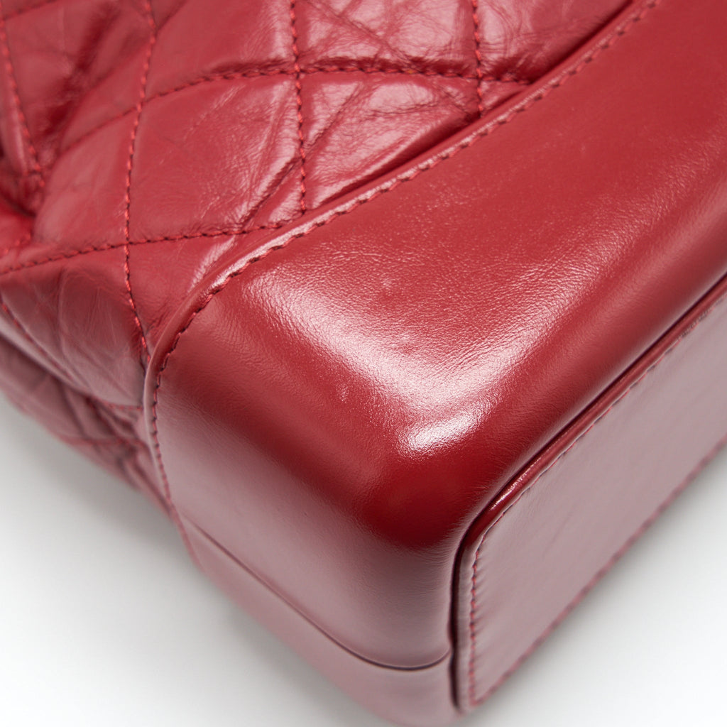 CHANEL SMALL GABRIELLE BACKPACK AGED CALFSKIN RED WITH RUTHENIUM GOLD/SLIVER HARDWARE