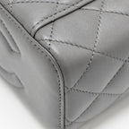 CHANEL TOP HANDLE LONG VANITY WITH CHAIN LAMBSKIN GREY LGHW (MICROCHIP)