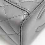CHANEL TOP HANDLE LONG VANITY WITH CHAIN LAMBSKIN GREY LGHW (MICROCHIP)