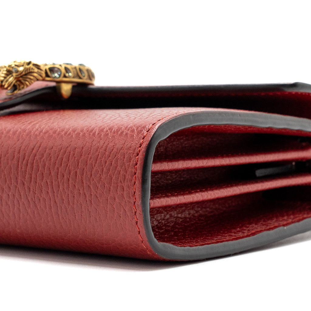GUCCI DIONYSUS WALLET ON CHAIN CALFSKIN RED MULTICOLOUR HARDWARE