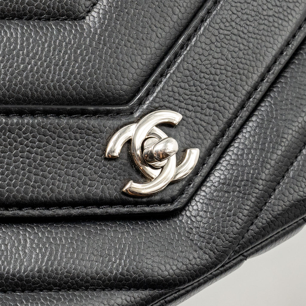 CHANEL ENVELOP FLAP BAG CHEVRON CAVIAR BLACK SHW