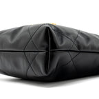 CHANEL MINI 22 BAG SHINY CALFSKIN BLACK GHW (MICROCHIP)