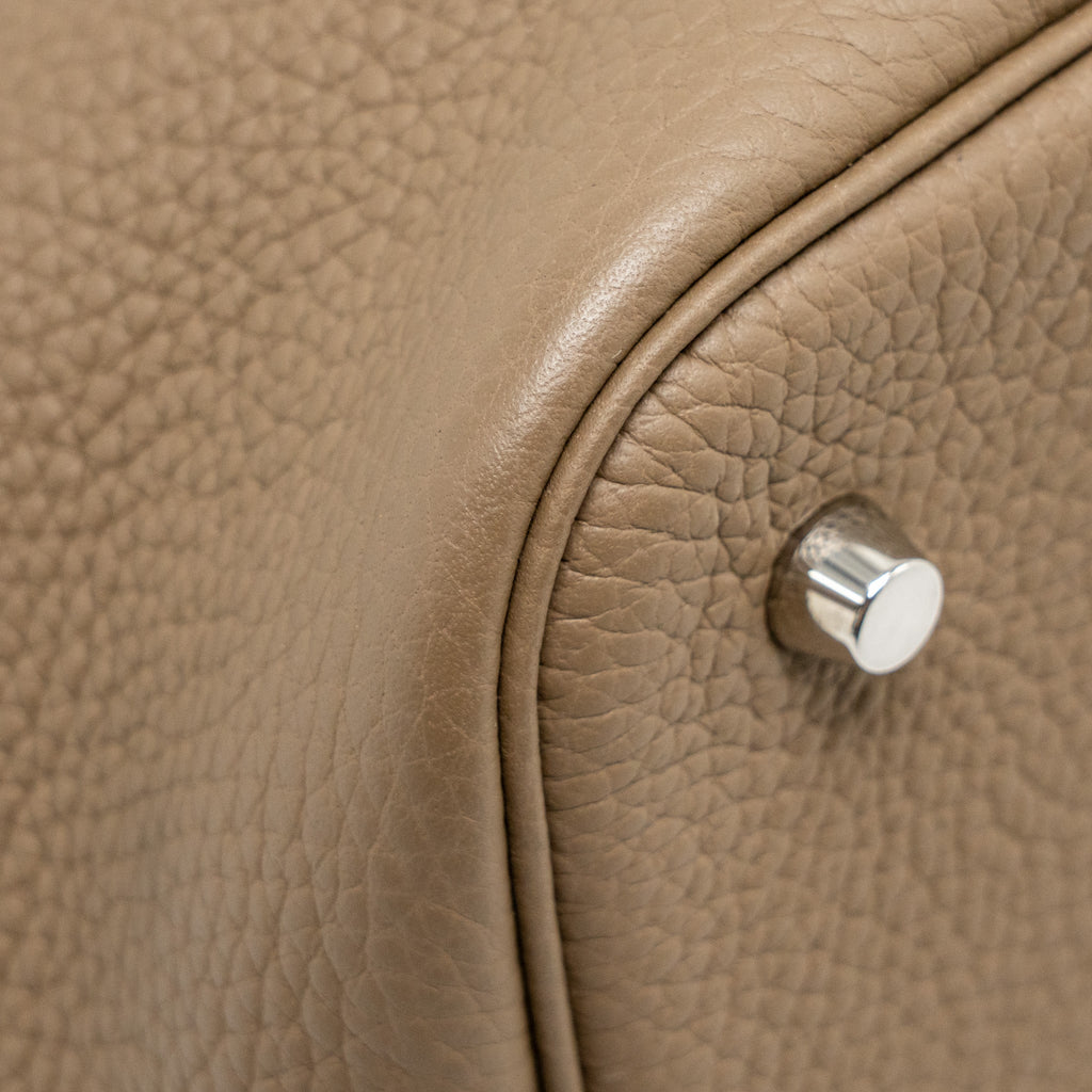 HERMES Picotin 22 Lock Bag Clemence Etoupe SHW