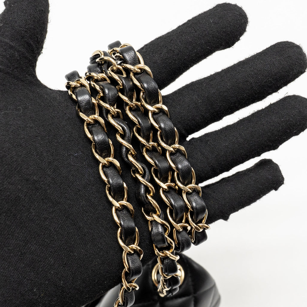 CHANEL MINI SQUARE FLAP BAG LAMBSKIN BLACK LGHW (MICROCHIP)