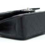 CHANEL SMALL CLASSIC DOUBLE FLAP BAG CAVIAR BLACK SHW (MICROCHIP)