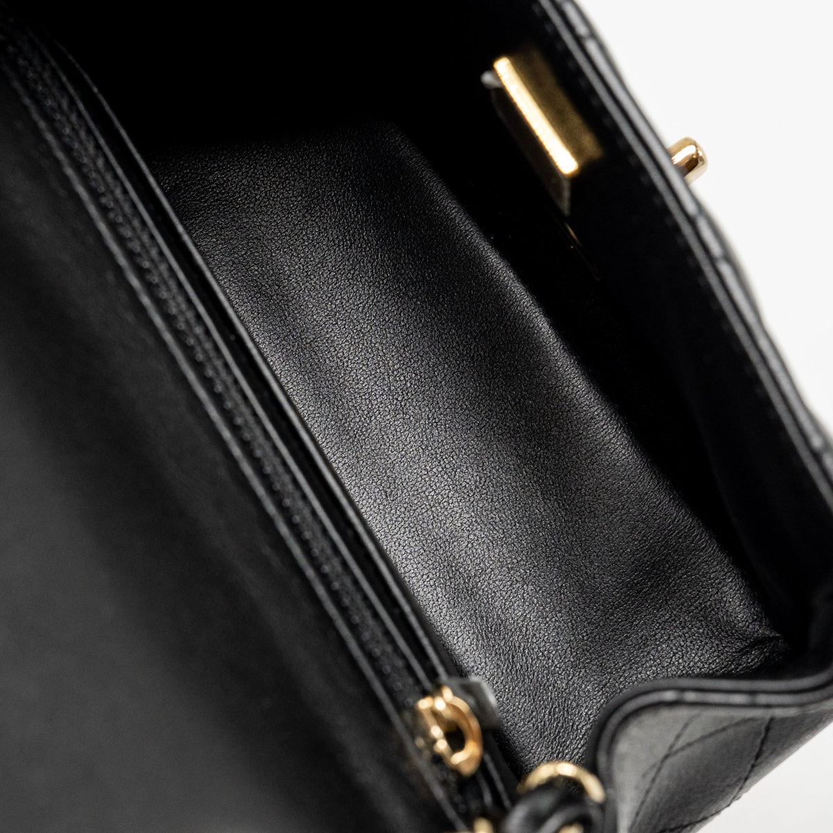 CHANEL MINI SQUARE FLAP BAG LAMBSKIN BLACK LGHW (MICROCHIP)
