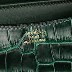 HERMES MINI CONSTANCE SHINY ALLIGATOR MISSISSIPPIENSIS VERT FONCE GHW