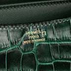 Hermes mini constance shiny alligator mississippiensis vert fonce GHW