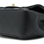 CHANEL MINI RECTANGULAR FLAP BAG LAMBSKIN BLACK LGHW(MICROCHIP）