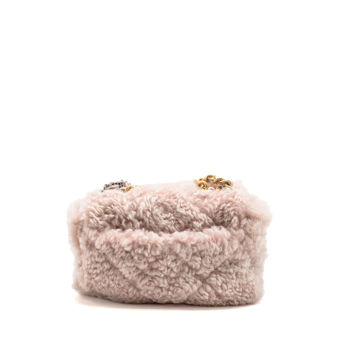 Chanel Medium 19 Bag Shearling Light Pink Multicolour Hardware