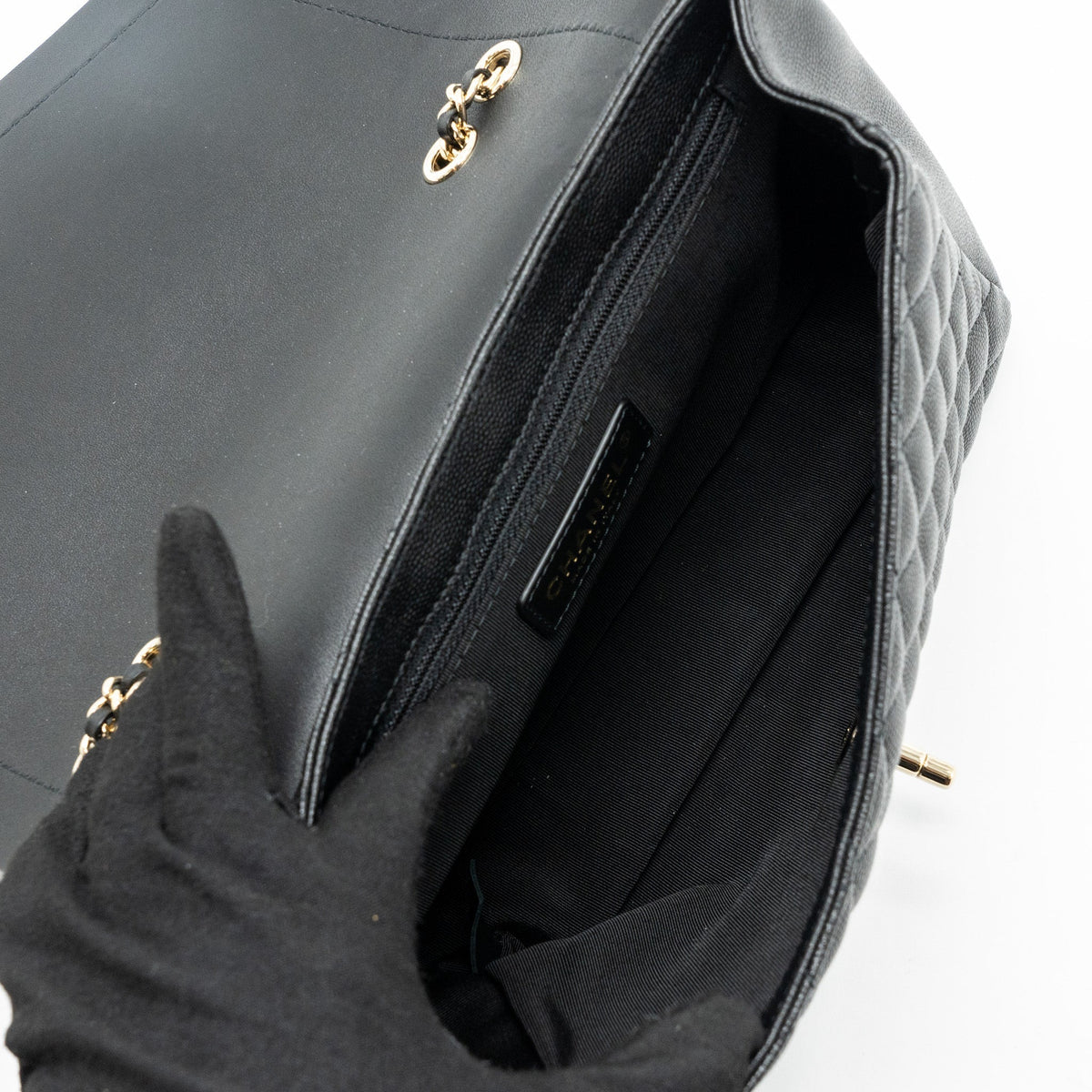 CHANEL ENVELOP FLAP BAG CAVIAR BLACK LGHW